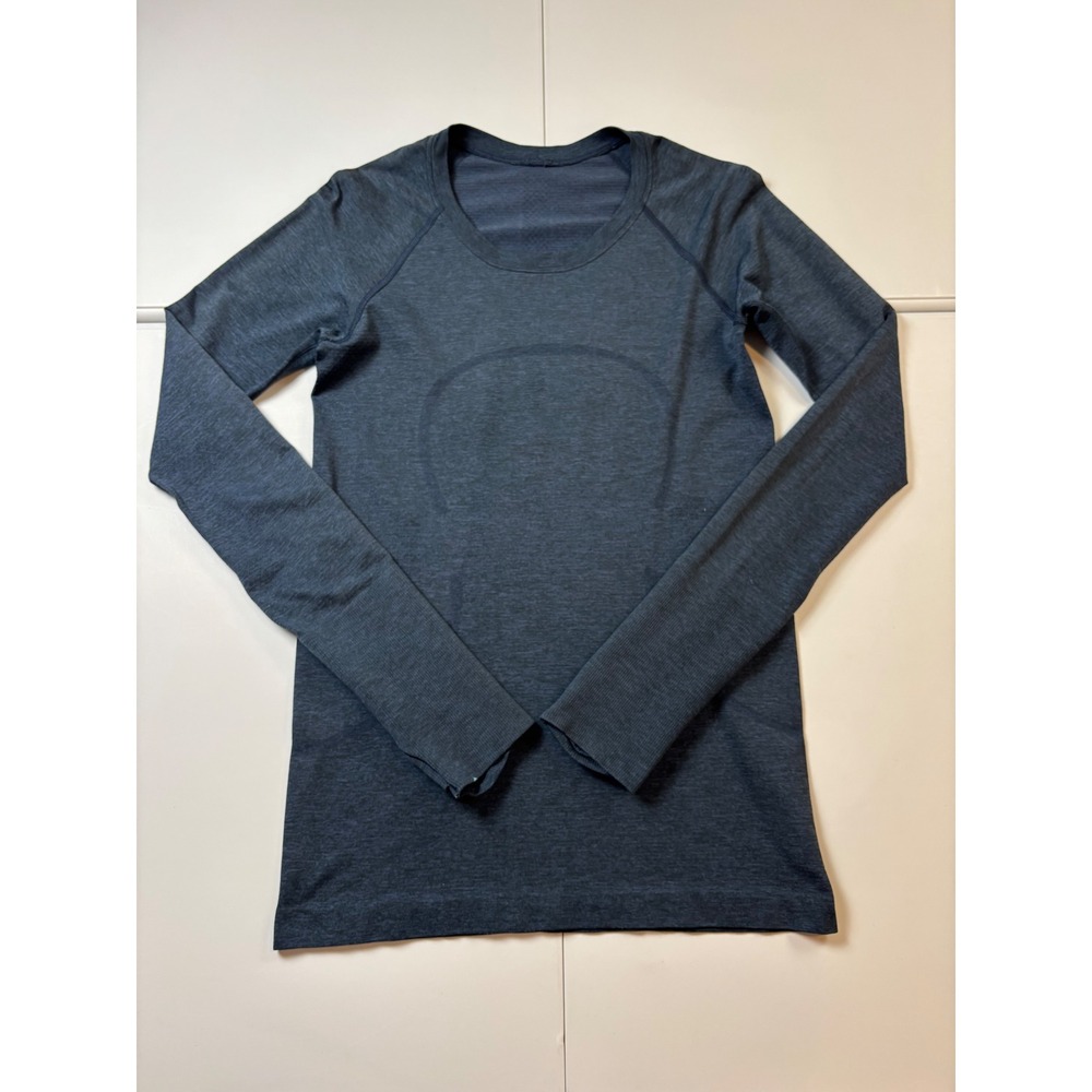 Lululemon Swiftly Tech Long Sleeve 2.0 Navy Blue Heathered Running Shirt Size 6